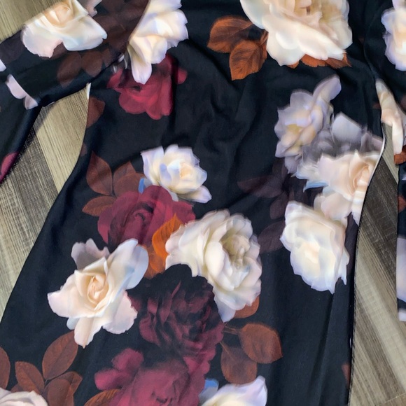 Calvin Klein Black Floral Long Sleeve Dress - Picture 8 of 14